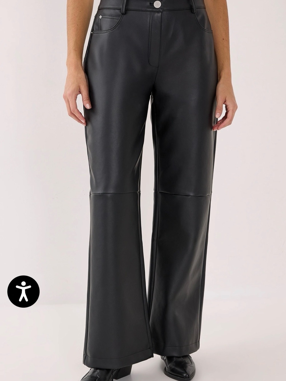 Nasty Gal Black Faux Leather Wide-Leg Trousers